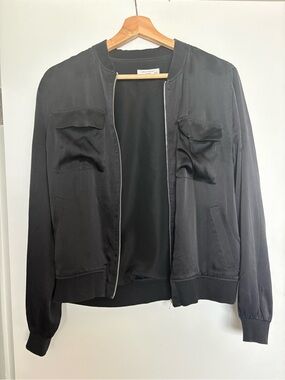 Equipment Silk Black Bomber Jacket
